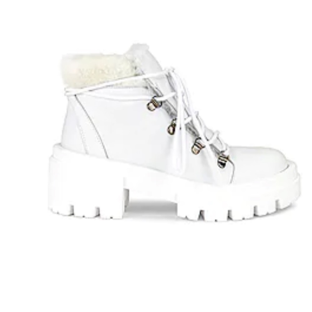 NEW White Winter Snow Boots Equitare Joyce Ankle Platform Combat Leather 38